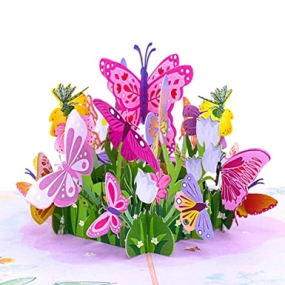 Image de Favour Pop Up® Carte de vœux 3D, une corbeille fleurs multicolores pour un anniversaire ou convalescence réjouit. Idéal aussi bon d&#039;achat, TL082