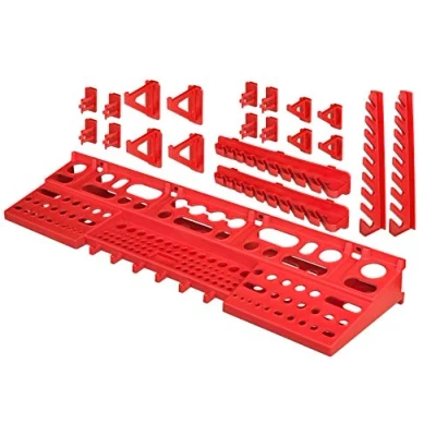 Image de Support mural à outils 21 pièces Porte pour mur perforé Kit de crochets atelier Système rangement d&#039;outils