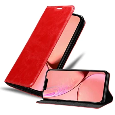 Image de Coque pour Apple iPhone 13 MINI en ROUGE de POMME Housse protection Étui avec fermeture magnétique, fonction support et compartiment carte Neuf
