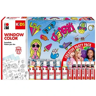 Image de Marabu Papeterie Fournitures KiDS Kit Window Color &quot;Party Pack&quot;, 6 x 80 ml 223452