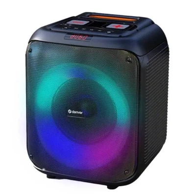 Image de Denver Enceinte Bluetooth Puissante Lumires Disco avec Tlcommande Woofer de 8 Pouces Haut Parleur Portable TWS AUX USB