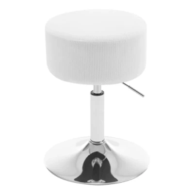 Image de WOLTU Tabouret de Maquillage, Bar Rond, Réglable en Hauteur, Pivotant sur Socle Évasé Métal, Rembourré, Velours Côtelé, Blanc, BH409ws 1