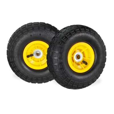 Image de relaxdays 2 Roues pour Diable 4.1/3.5 4, de Rechange avec air, axe 16 mm, Jusqu’à 136 kg, 260 x 85 mm;Noir Jaune