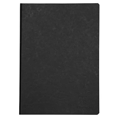 Image de Clairefontaine 791421C Collection Age Bag Un Carnet Cousu Dos Toilé Noir A4 21x29,7 cm 192 Pages Petits Carreaux Papier Blanc 90 g Couverture Carte Lustrée Grain Cuir