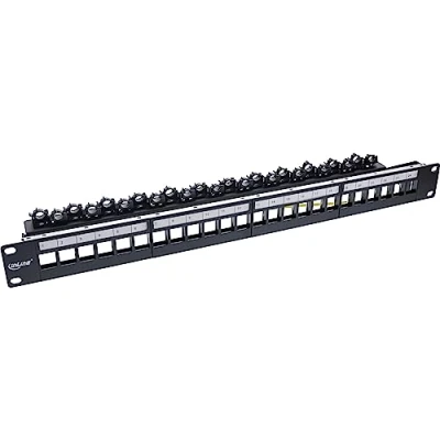 Image de Rack accessoires de baies Inline 76824P (R) Keystone RAL9005 Panneau brassage a 24 compartiments, 19&quot;, 1U, noir