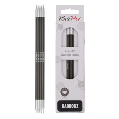 Image de KnitPro 15 cm x 2,5 mm Karbonz Aiguilles circulaires à Double Pointe Noir et Argent