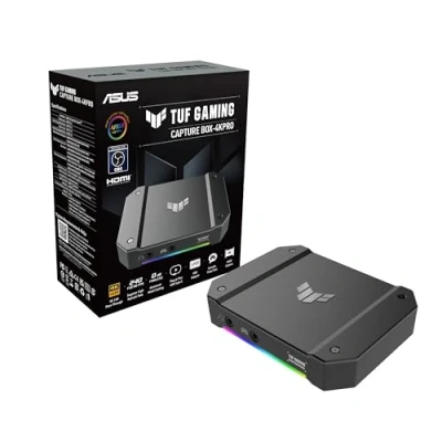 Image de ASUS TUF Capture Box 4KPRO Compatibilité HDMI 2.1, 4K jusqu&#039;à 60 fps, 2K 120 fps et Full HD Plug and Play USB 3.2 Gen 2, Deux Prises Jacks de 3,5 mm, Certified OBS™, VRR