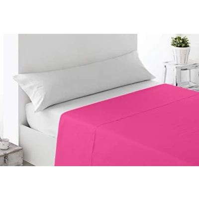 Image de Miracle Home Drap housse en coton 50 % polyester doux et confortable Fuchsia 135 cm