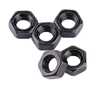 Image de Ecrou,Écrous Hexagonaux,Fydun 100pcs Din934 M2 M5 Filetage métrique en acier au carbone zingué noir Écrous hexagonaux(M4)(M4)