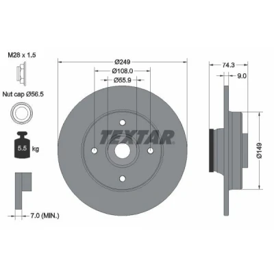 Image de TEXTAR PRO 92194103 Disque de frein CITROËN: C4 II 5 portes, Picasso 1, DS4 PEUGEOT: 308 I 3/5 SW, CC