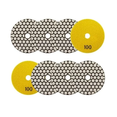 Image de Disque Diamant Polissage 4&quot;/100mm 8 Pièces Grain 100 Pads pour Granit Marbre Pierre Artificielle Quartz Meuleuse D&#039;angle SANLEETEK
