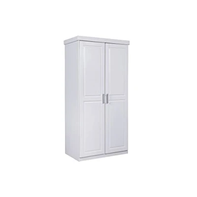 Image de Inter Link Armoire à portes battantes linge penderie de chambre coucher 2 Pin massif Hakon Blanc laqué