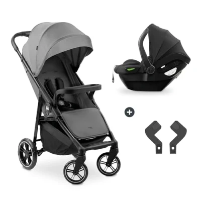 Image de hauck Poussette 2 en 1 Shop N Care Travel Set, Inclus Siege Auto Bebe, dès la Naissance à 22 kg, Pliage Compact, Inclinable, Porte Gobelet, Tablette, Protection UV 50+ Gris