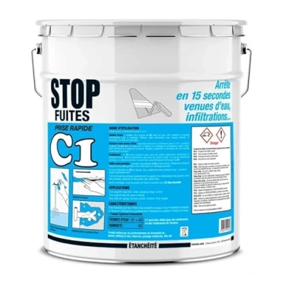 Image de Enduit d&#039;étanchéité, prise rapide, colmatage, anti infiltrations, murs, maçonnerie, sous sols, bassins C1 stop fuites PROCOM 3.5 Kg