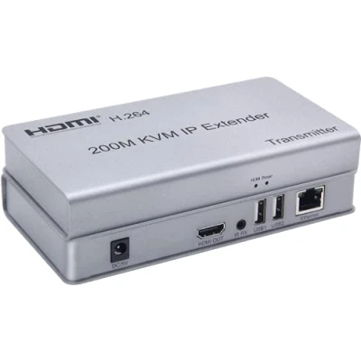 Image de Extendeur IP KVM HDMI 200M, sur RJ45 Ethernet CAT6 6A émetteur récepteur 1 TX à 20 RX et connexion en cascade USB clavier souris UTP/STP H.264 (TX+RX)