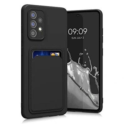 Image de kwmobile Housse Compatible avec Samsung Galaxy A52 / 5G A52s Coque de téléphone Compartiment Carte en Silicone Noir