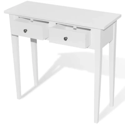 Image de vidaXL Table de Console Coiffeuse 2 Tiroirs Blanc Salon Bureau d&#039;Appoint