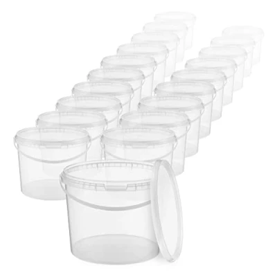 Image de BenBow Seau avec Couvercle 3l Transparent 100x 3 litres Convient pour Aliments, Stable, étanche à l&#039;air, Anti Fuite, inodore en Plastique Vide