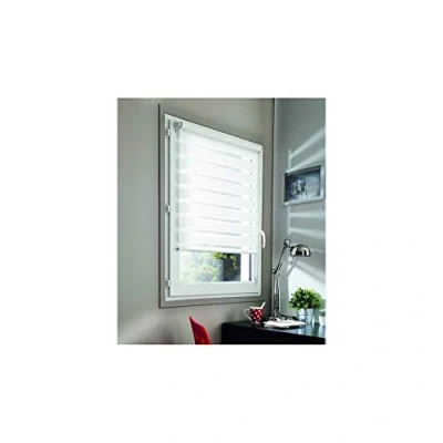 Image de MADECOSTORE Store Enrouleur Jour Nuit 1er Prix sans Percer Blanc L65 x H100cm