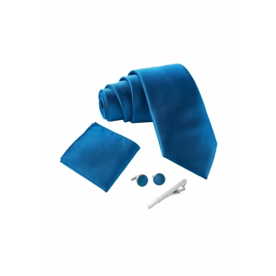 Image de Cravate Homme Bleu royal et mouchoirs de poche, boutons manchette Pinces à cravates Coffret cadeau Accessoires Fete Mariage