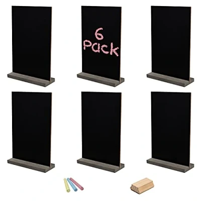 Image de Belle Vous Mini Tableau Noir (Lot de 6) 15 x 22 cm Petits Tableaux Noirs Double Face avec Supports en Bois Ardoise Table pour Mariage, Anniversaire, et Nourriture/Buffet
