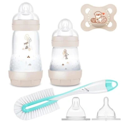 Image de MAM Kit de démarrage composé 2 biberons anti coliques (160 ml et 260 ml) taille 1, d&#039;une tétine 0 à 6 mois d&#039;un goupillon