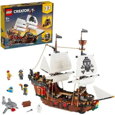 Image de LEGO 31109 Creator Pirate SHIP 3IN1 TOYS WITH Shark Figure FOR KIDS AGE 9 PLUS Blocs de construction pour enfants, Taille: One Size, Multi coloured