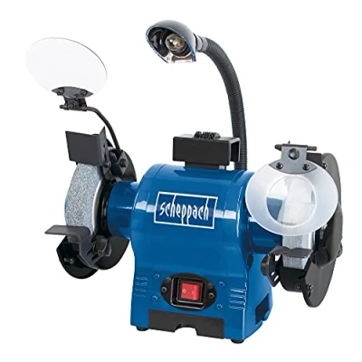 Image de Scheppach Touret Mixte BG150 4903104901 9930 370W Meules Ø150 mm Pare éclats ajustables Porte outils réglables Lampe orientable Peu de vibrations