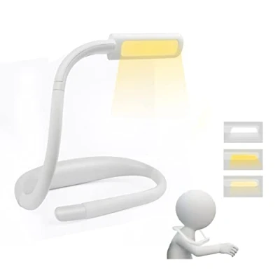 Image de SAMLAK Lampe de Lecture Cou Rechargeable, Liseuse LED, pour Lire au Lit,Luminosité Réglable,3 couleurs, Bras Flexible,pour la Le Tricot, Réparation, Blanc