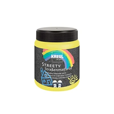 Image de Kreul 43102 Streety peinture de rue en jaune canard caoutchouc 200 ml, craie liquide lavable pour peindre au pinceau ou rouleau, liquide,