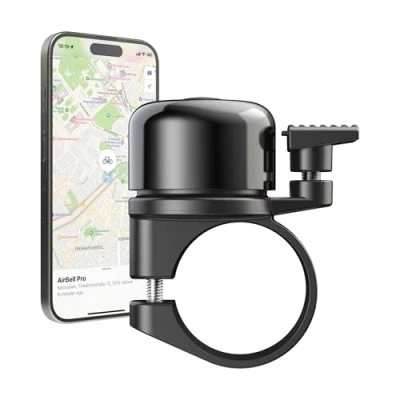 Image de AirBell Pro Sonnette de vélo, avec traceur intégré, pour Apple Find My Netzwerk, AirTag, Alternative (vélo route / graveur 31,8 mm)