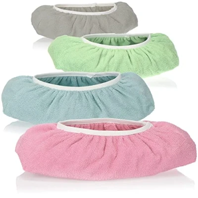 Image de com four® 4X mop Pantoufles pour Le Nettoyage des sols, Chaussures de réutilisables, essuie Sol très Absorbant en Microfibre, Lavable jusqu&#039;à 60 C (4 pièces Couleurs subtiles)