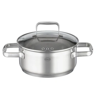 Image de RÖSLE Cocotte CHARM Récipient de Cuisson Universel en Inox 18/10 avec Couvercle Verre et Graduation Intérieure Compatible Induction, Passe au Lave Vaisselle, 20 cm