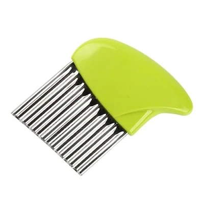 Image de Crinkle Slicer Acier Inoxydable Pomme De Terre Chip Couteau Frites Ondulées Légumes Vagues Outil Coupe