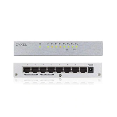 Image de Zyxel Desktop Switch 8 Port Gigabit Ethernet Plug &amp; Play boîtier en metal Sans Ventilateur [GS108B]