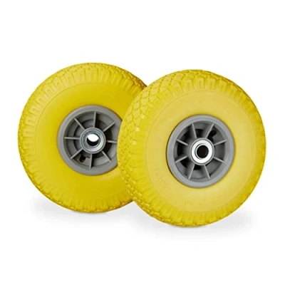Image de Relaxdays Roue de Diable, 4X brouette Caoutchouc, 3.00 4&quot;, 260 x 85 mm, pour axe 20 Jaune Gris