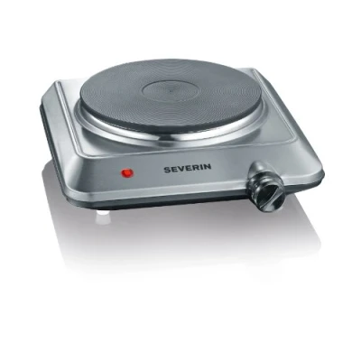 Image de SEVERIN Plaque de cuisson 1 500 W, cuisine idéale pour logement étudiant, dans le jardin ou au camping, électrique thermostat réglable en continu, inox, KP 1092