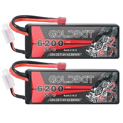 Image de GOLDBAT 7.4V Lipo 6200 mAh 2S 50C RC Battery Hard Case avec Dean Plug pour Evader BX Voiture Truggy Avion UAV Drone FPV (2Packs)
