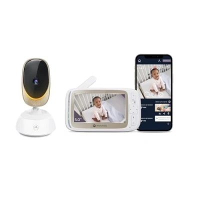 Image de Motorola Nursery Babyphone Caméra VM85 Connect Camera Surveillance Wifi Bébé avec Écran Couleur Commande via l&#039;Application Incl. Fonction Parle Retour et Veilleuse
