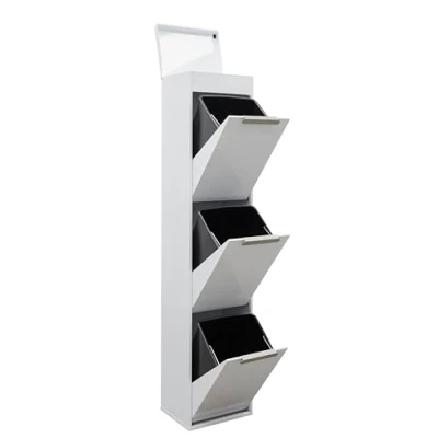 Image de ARREGUI Ecoclas Plus CR321 E Poubelle de Recyclage Cuisine 3 Bacs x 17 L (51 L) Tri Sélectif Rangements et Plateau multifonction Meuble Seaux Sac blanc