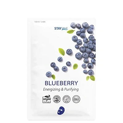 Image de STAY WELL Vegan Sheet MASK Masque visage, Taille: 20 g, Blueberry