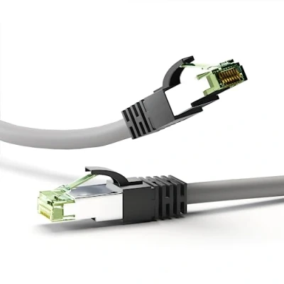 Image de goobay 55137 câble patch RJ45, Cat 8.1, réseau, Ethernet, Playstation, Xbox, LAN, DSL, Highspeed, connecteur gris, 2 mètres