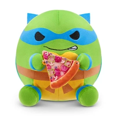Image de Snackles 12 cm Plush Teenage Mutant Ninja Turtles Edition by ZURU, Cuddly Squishy Comfort with Theme and Pizza Snack Accessory (Random Assortment)