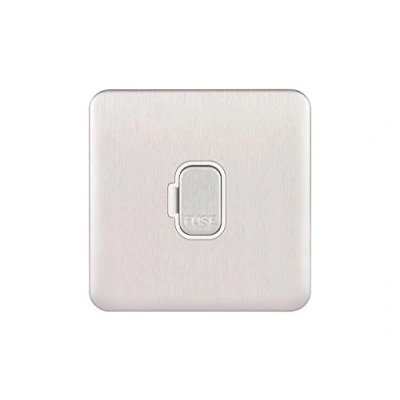 Image de Schneider Electric Lisse GGBL5000WSS Unité de raccordement à fusible simple sans interrupteur 13 A en acier inoxydable avec insert blanc