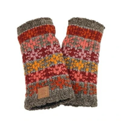 Image de Pachamama Chauffe mains en laine doublée polaire tricotée à la main Motif étoiles Gris Multicolore Taille unique Fait Commerce équitable, anthracite multicolore, M