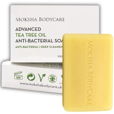 Image de Barre de Savon à l&#039;huile d&#039;arbre thé [Fabriqué au Royaume Uni] corporel exfoliant pour les taches, points noirs, boutons et imperfections (arbre thé)