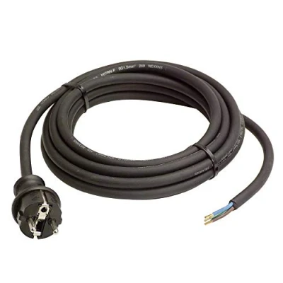 Image de Schwabe â“ Cordon De Raccordement En Caoutchouc Cble H07RNF 3G1,5 15 M Avec Fiche Mle 2P+T Résiste Aux Projections D&#039;Eau IP44 Chantiers, Industries Noir I 70912