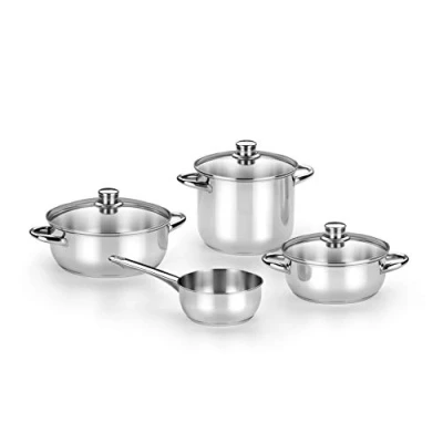 Image de Monix Optima 2 Batterie de 4 Pièces en Acier Inoxydable 18/10 Compatible avec Tout Type Cuisson et Induction : Casserole 20 cm 24 Verre 16 sans Couvercle