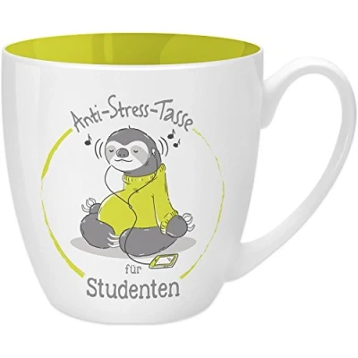 Image de GRUSS &amp; CO 45500 Tasse Anti Stress pour étudiant, 45 cl, Faite à Base de Porcelaine New Bone China, idéale comme Cadeau, Jaune, 9,5 cm