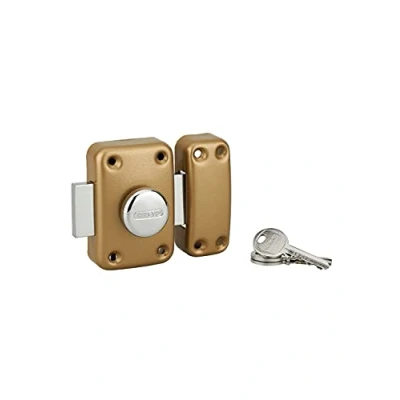Image de THIRARD Verrou à bouton Apache pour porte d&#039;entrée, cylindre 30mm, acier, 3 clés, époxy or